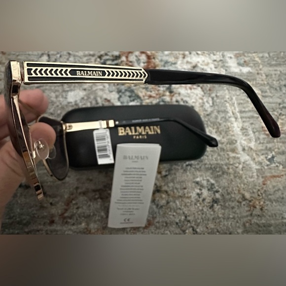 Balmain Clubmaster Sunglasses 62mm Gold Black NWT Full Set main image 7